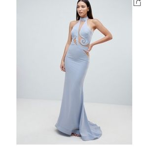 Forever Unique halter swirl mesh gown